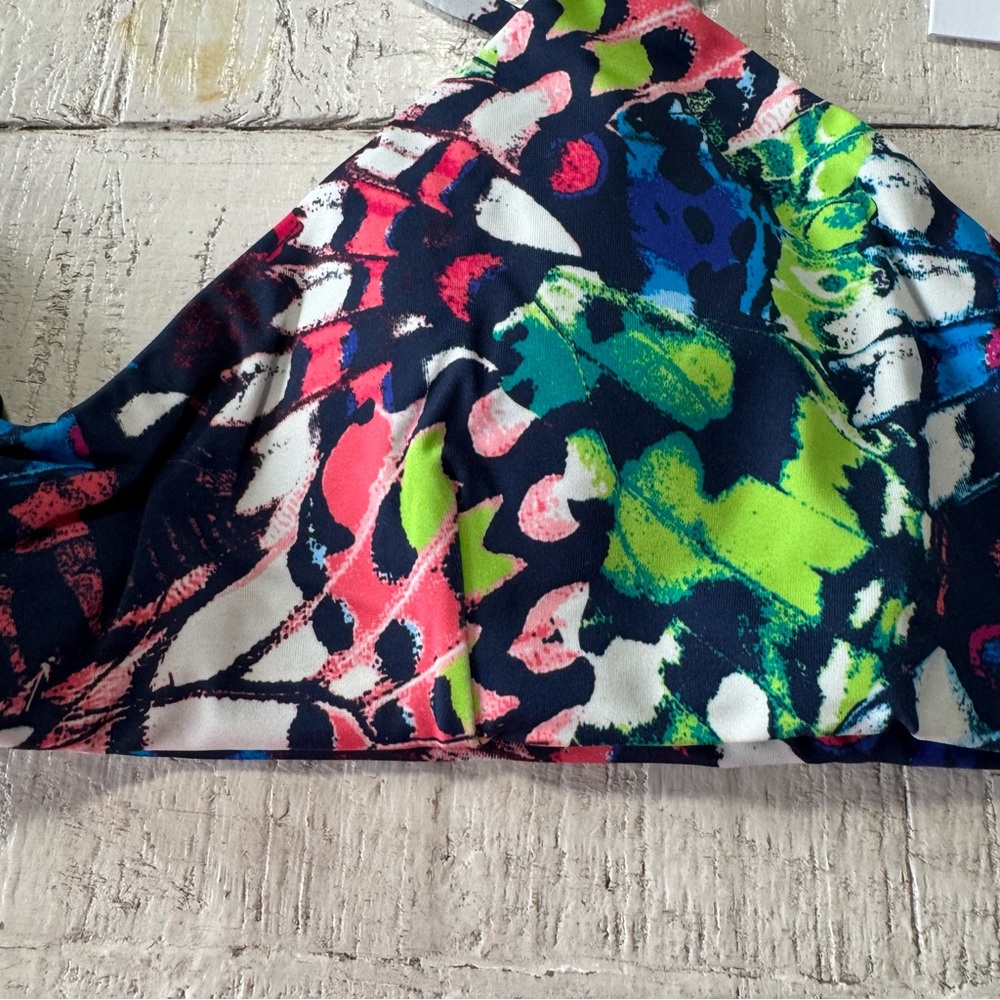 Andie Multicolor Scoop Bikini Top - Navy, Pink, Green, Blue - Picture 4 of 13